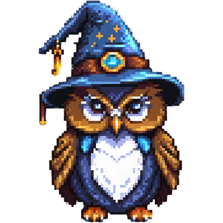owl with a wizard hat emoji
