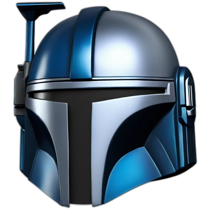blue and silver mandalorian helmet with black center looking forward emoji