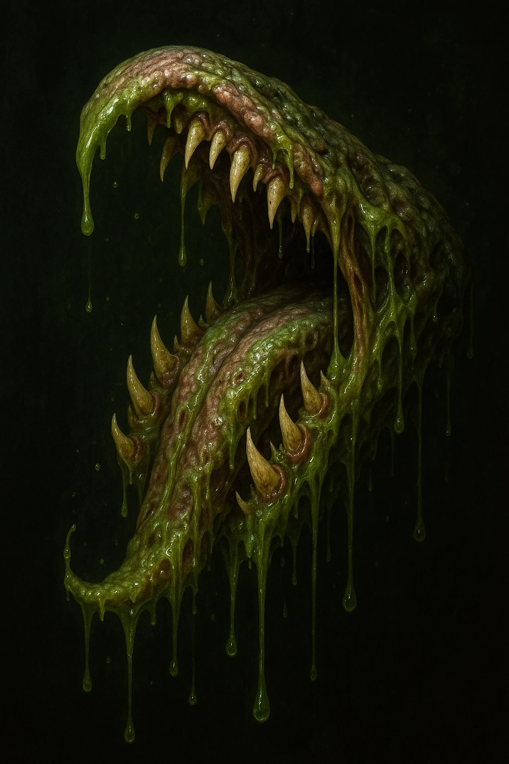 a freaky tongue, monster-inspired, with sharp teeth and slime emoji