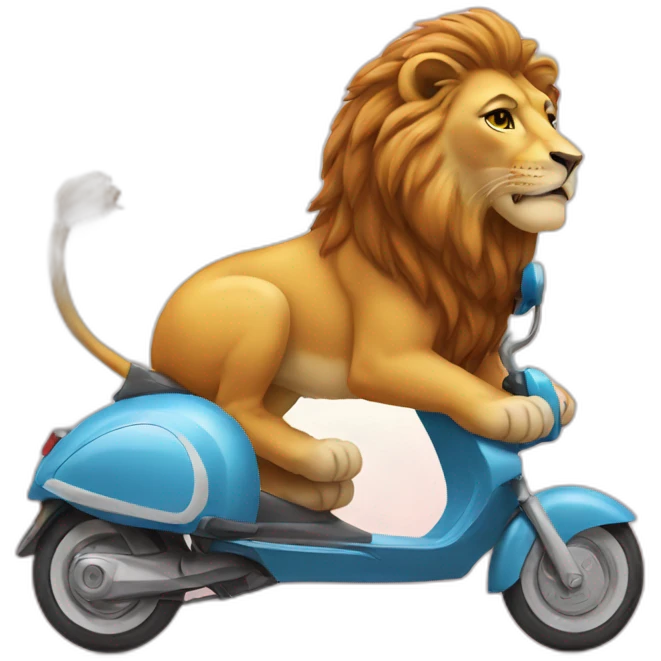 un lion sur un scooter emoji