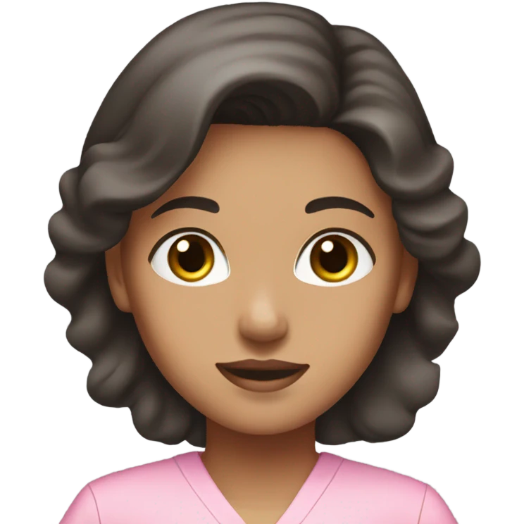 Girl with dark brown hair & brown eyes in pink scrubs  emoji