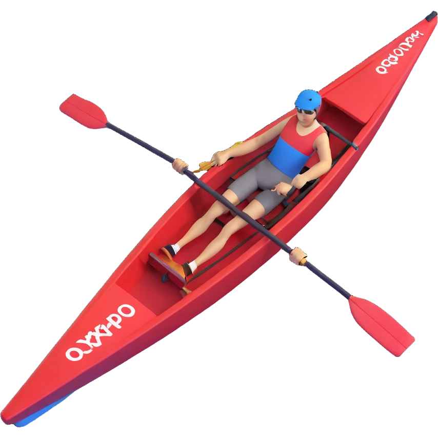 single-person Olympic rowing boat with professional racing style, rower included, detailed, top-down view emoji