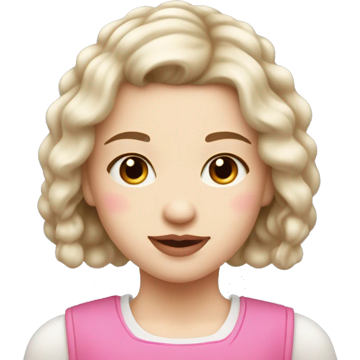 slavic girl with little smile, white skin and pink light lips emoji