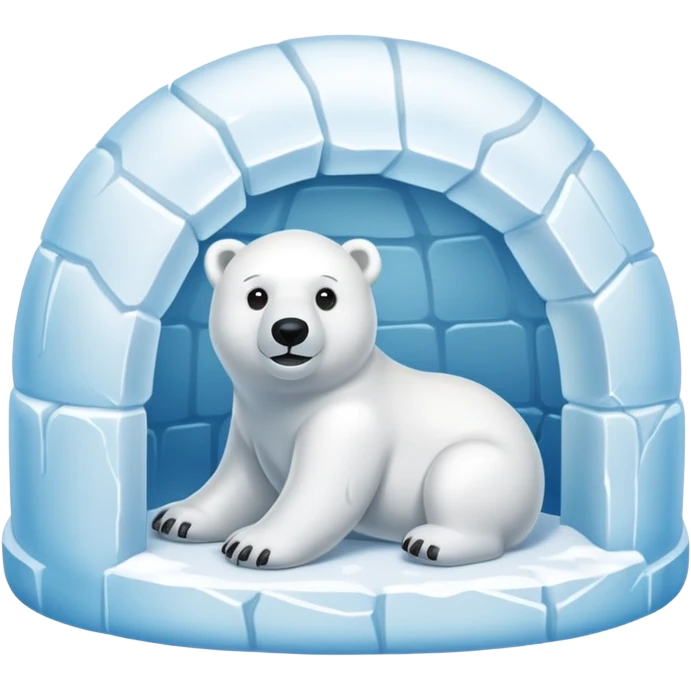 ice igloo with polar bear inside emoji
