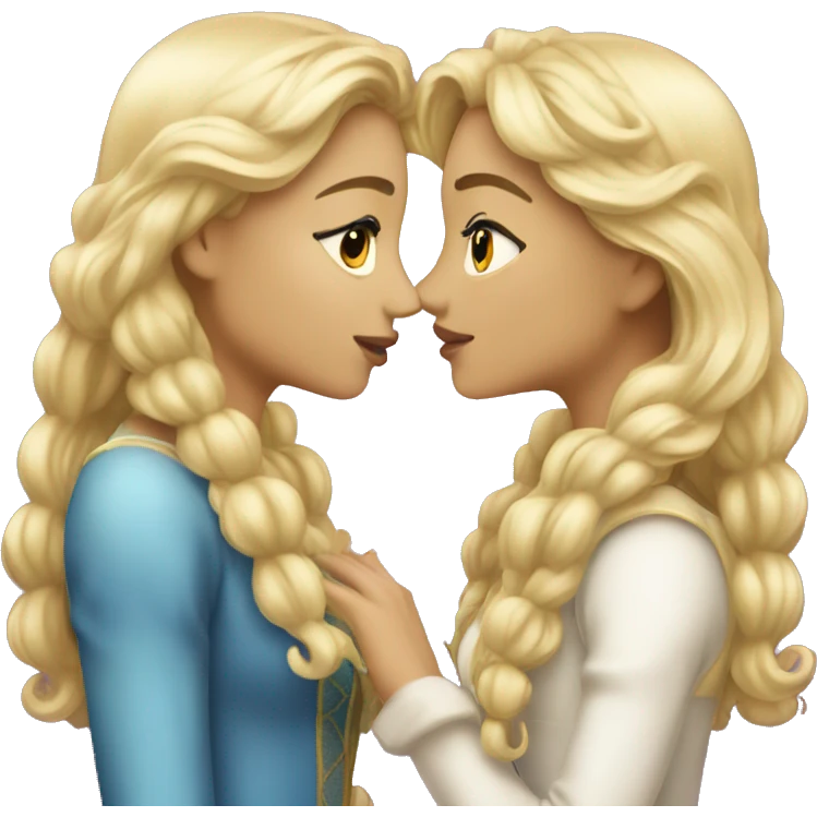 2 women princesses couple blonde kiss emoji