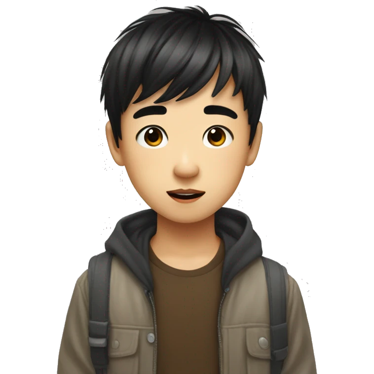 Make me an emoji of a cute art-loving Asian boy image that I can use for my Artboy blog Make your bangs short and long emoji