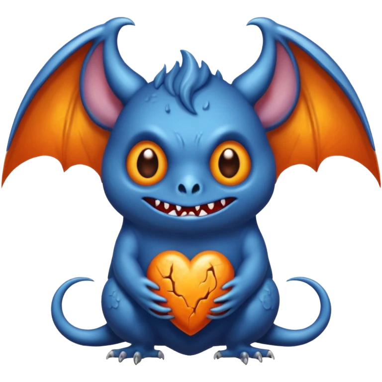 Monstre a corp craquelé fait de lave avec des ailes de chauve-souris et un tête de pierre carbonisé avec une mâchoire carré  emoji