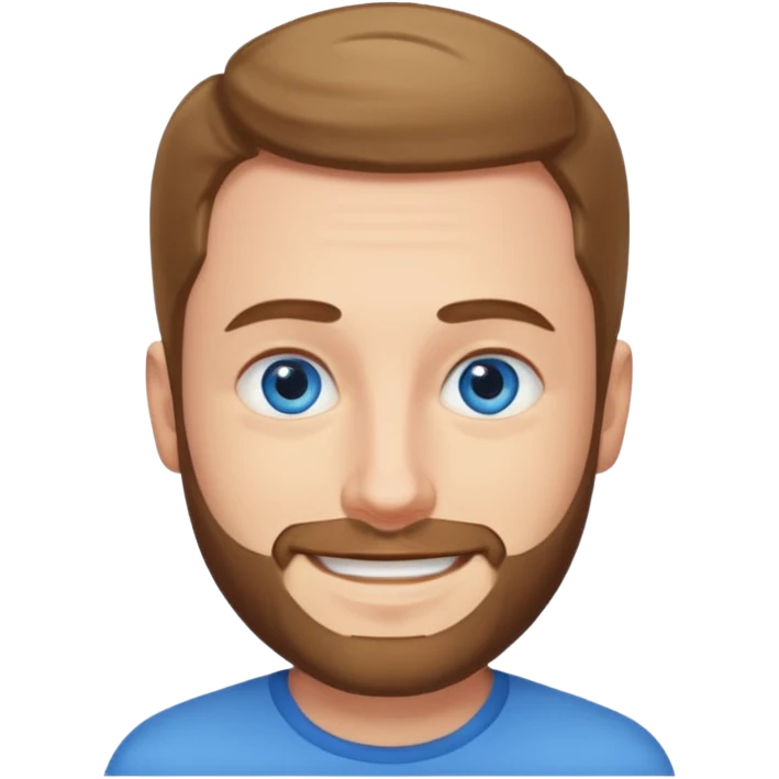 homme yeux bleus presque chauve et une barbe courte moins de chevaux et sourir emoji