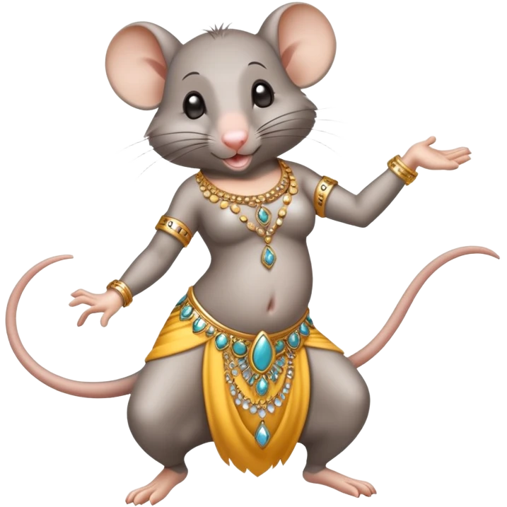 A gray rat belly dancing  emoji