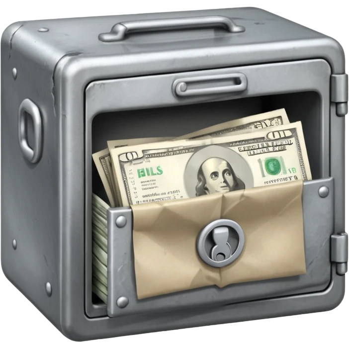 safe that is open with  a  little money left in it emoji