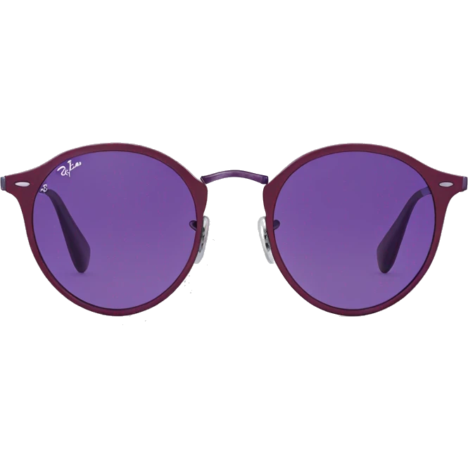 dark red  ray ban round metal sunglasses  with purple frame front view  emoji