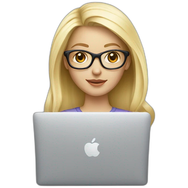 platinum-blonde-girl-in-glasses-using-macbook emoji