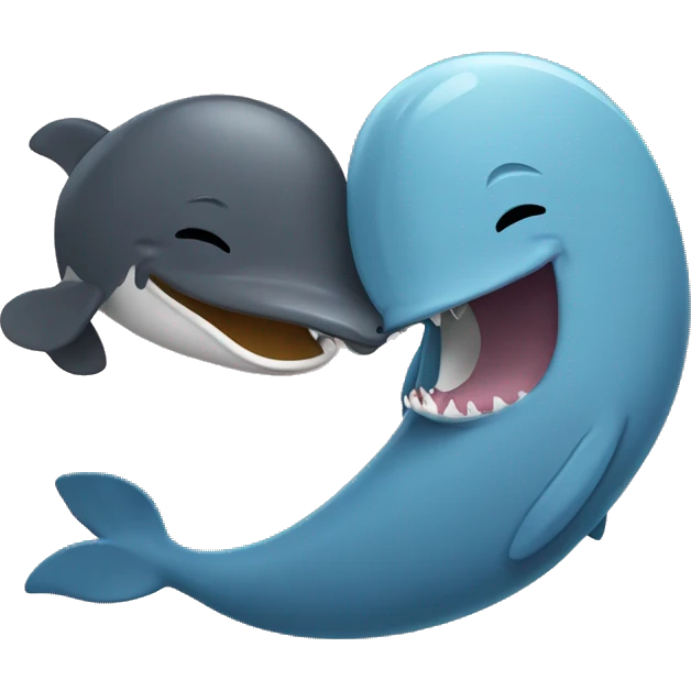 Whale and platypus laughing cuddling giggling emoji