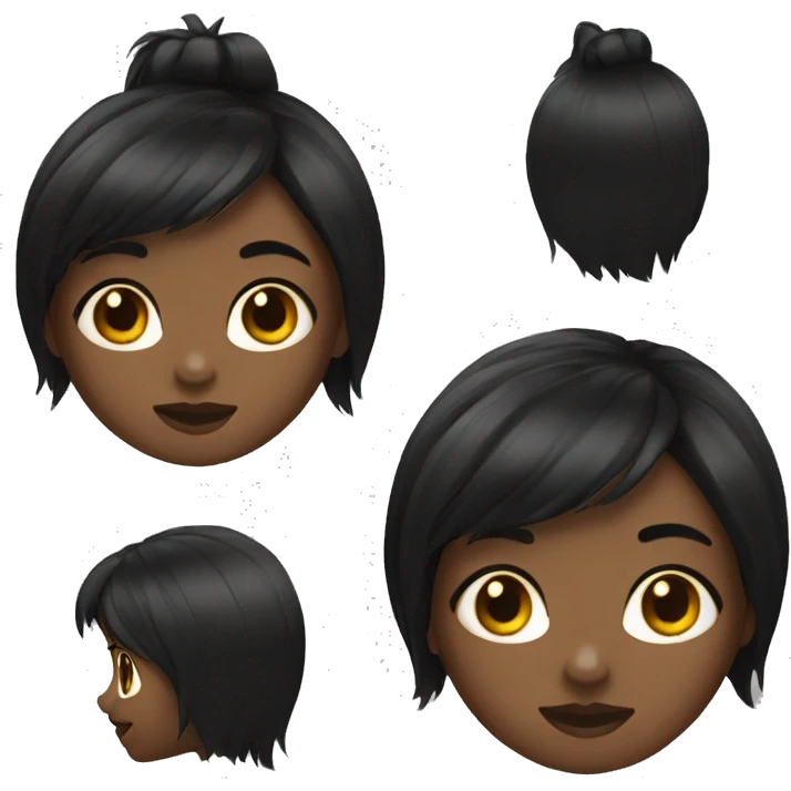 Girl with black wolfcut hair emoji
