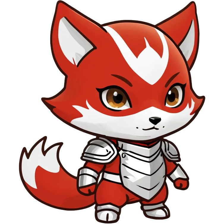red white Chibi baby cute kitsune defensive  emoji