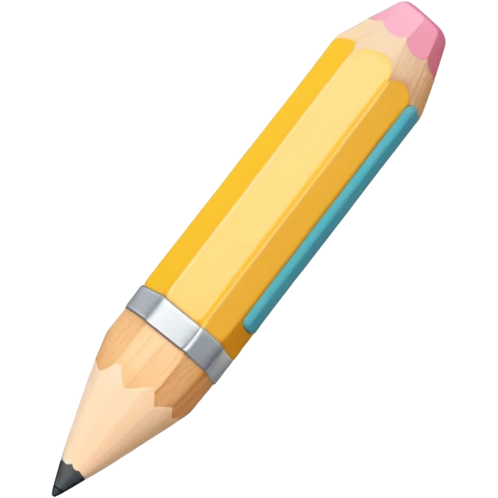 Pencil icon in chibi style, pastel colors emoji