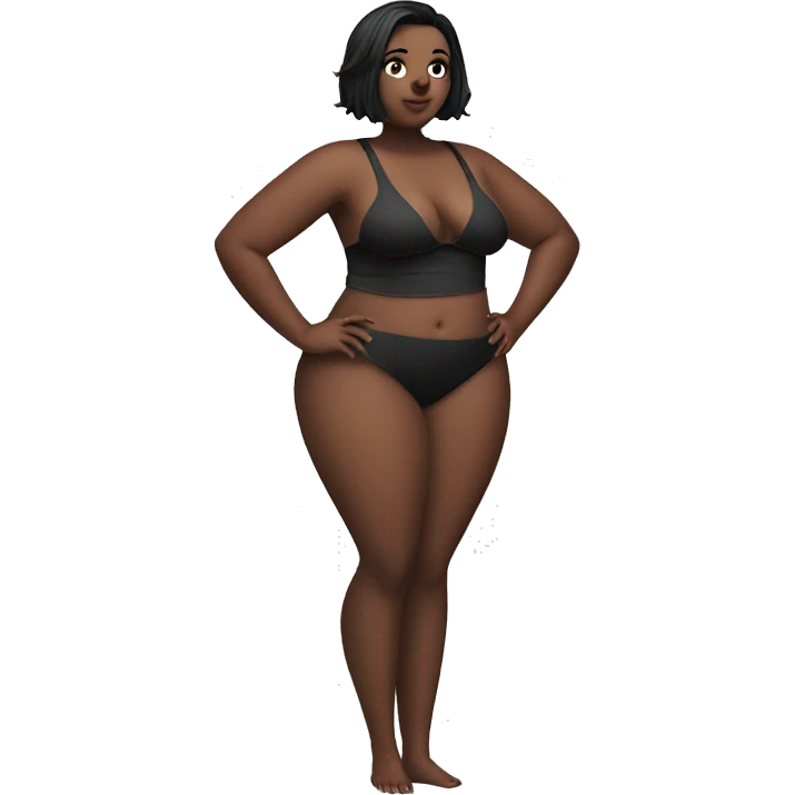 Slim-Thicc femboi swimsuit posing full body (curvy slim body type, perfect body, hourglass figure) emoji