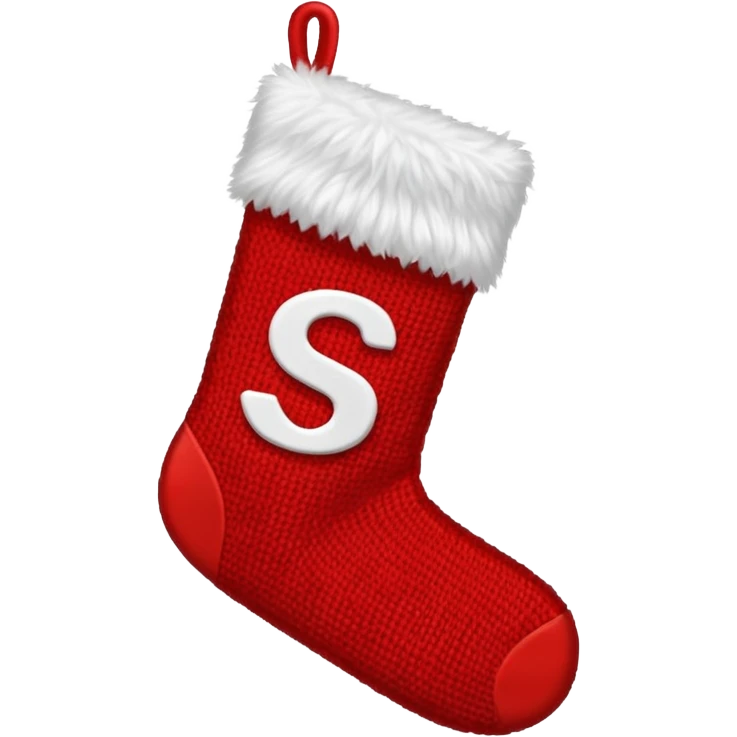 Christmas sock with white "S" logo emoji