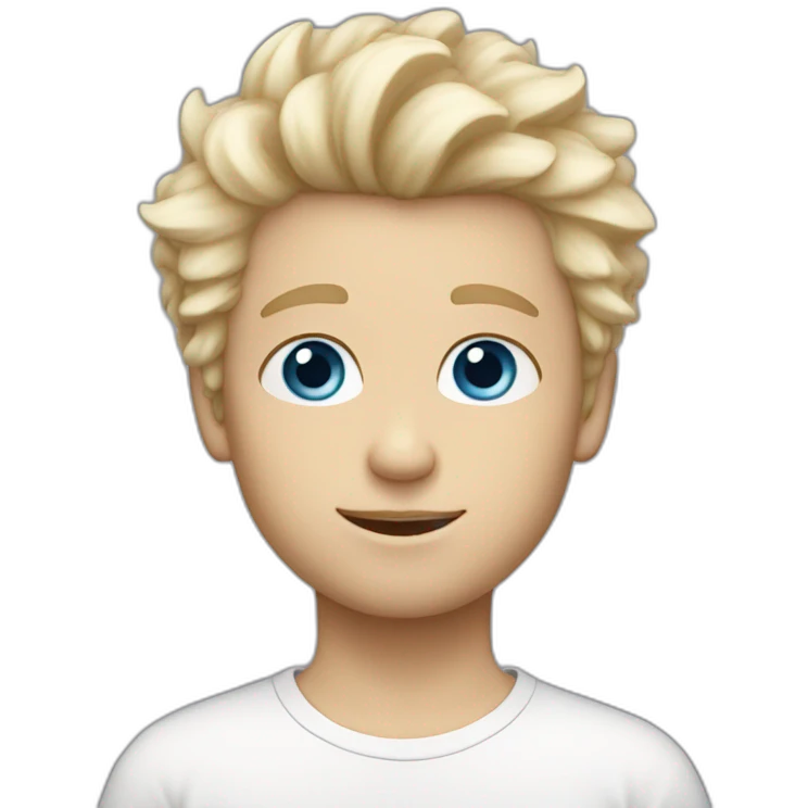 Blonde blue-eyed white boy with fluffy hair emoji