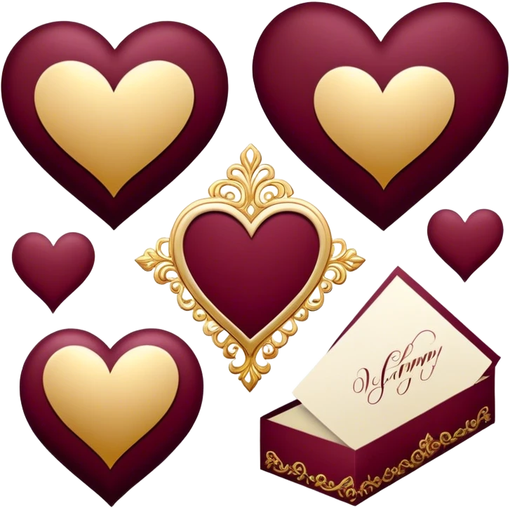 burgundy Valentine cards emoji