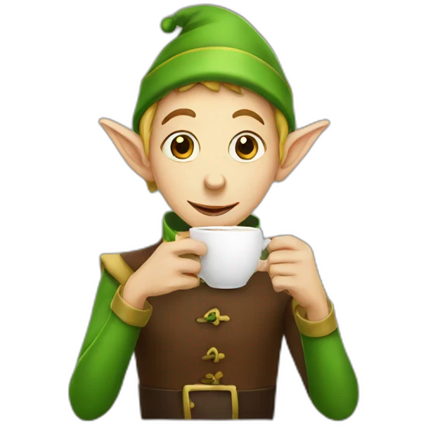 elf drinking coffee emoji