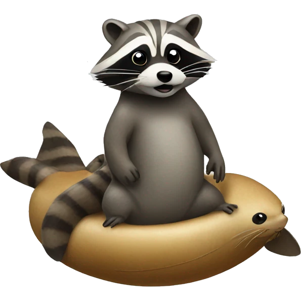 raccoon riding a seal  emoji