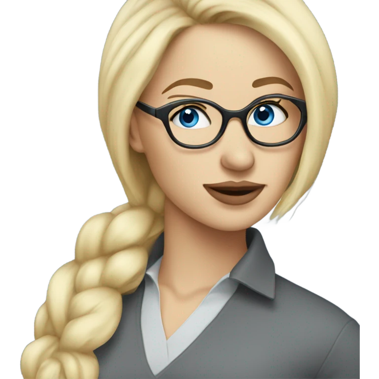 Beautiful blonde woman, blue eyes, side profile wearing glasses  emoji