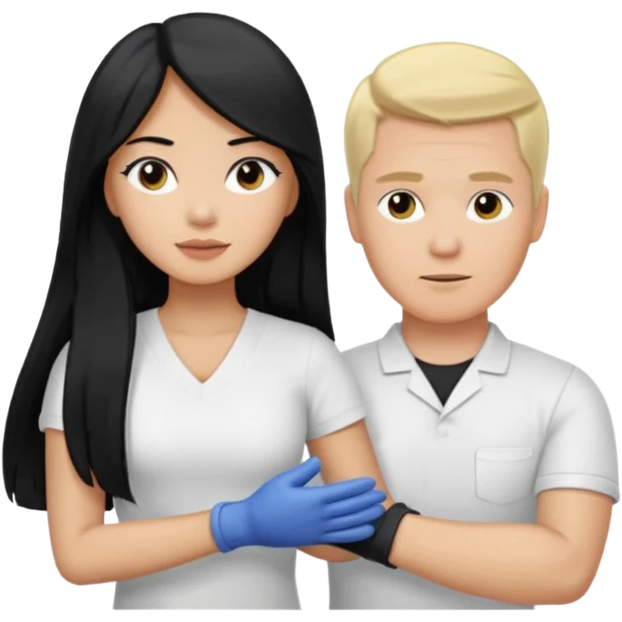 Philippines woman with long hair is massaged from a blond white man emoji