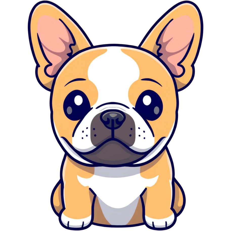 tan French bulldog face, no body, close-up portrait emoji