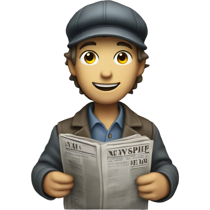 A newsboy selling a newspaper with white skin emoji