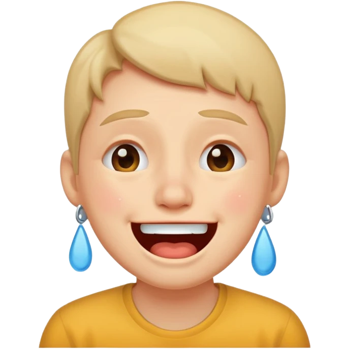laughing with tears face  but looks exhausted and crazy emoji