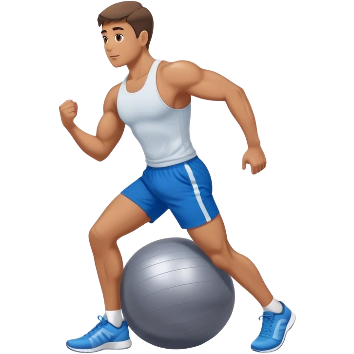 fit man with blue shorts stability ball exercises emoji