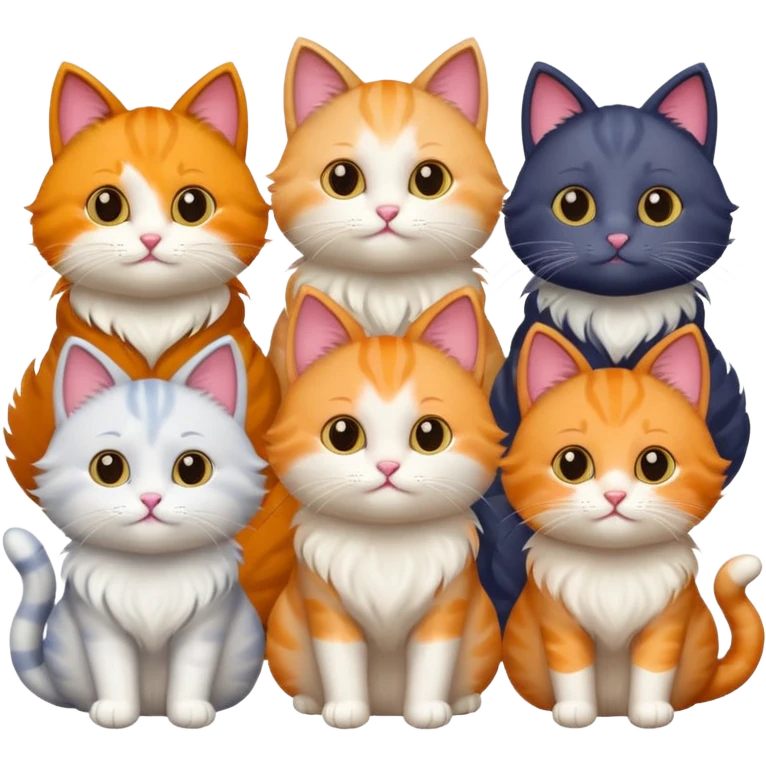 6 cats with different coloured coats emoji