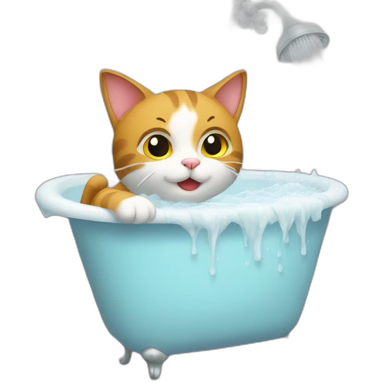 the cat is bathing in the shower emoji