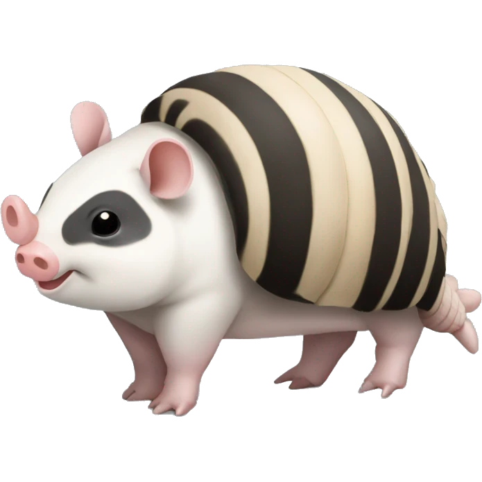 Black and white piebald chubby armadillo pig panda centipede armadillo  emoji