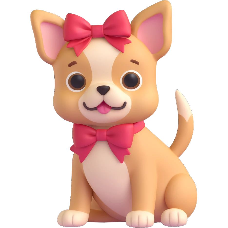 playful puppy with a bow emoji