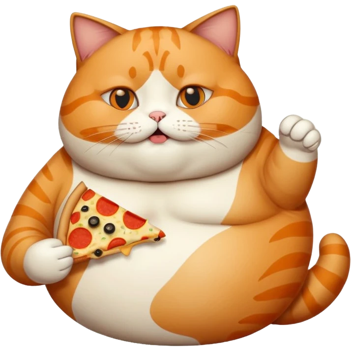 Fat cat eating pizza emoji