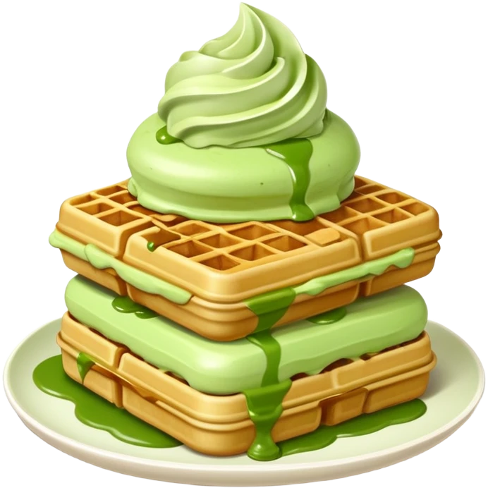 matcha ice cream on a stack of waffles emoji