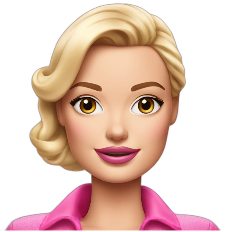 margot robbie as barbie girl, blonde hair, pink clothes emoji