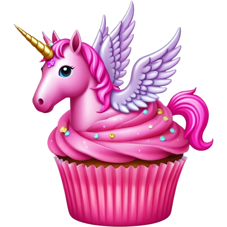 neon pink glittery pegasus unicorn pooping cupcakes emoji