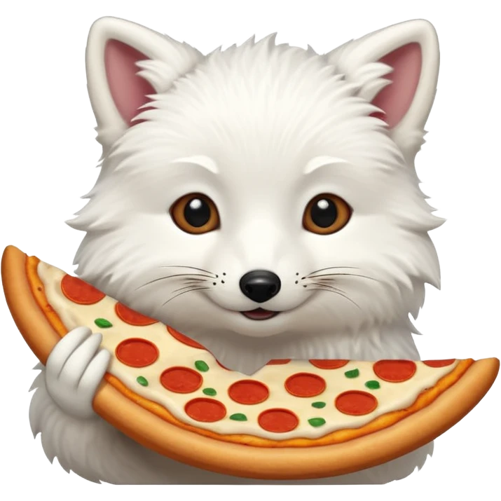 Happy Artic Fox with pizza emoji