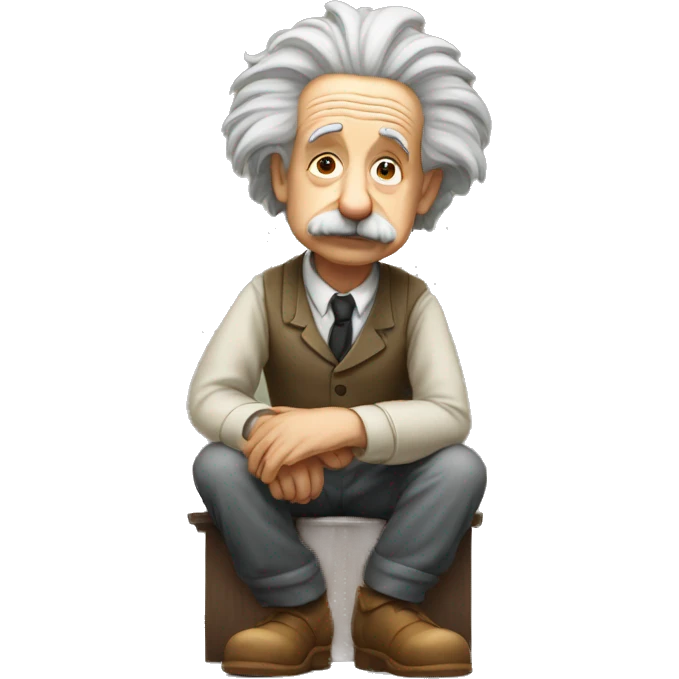 albert einstein sitting and in thinking position emoji