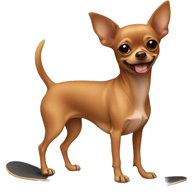 brown chihuahua with no legs on a skateboard emoji