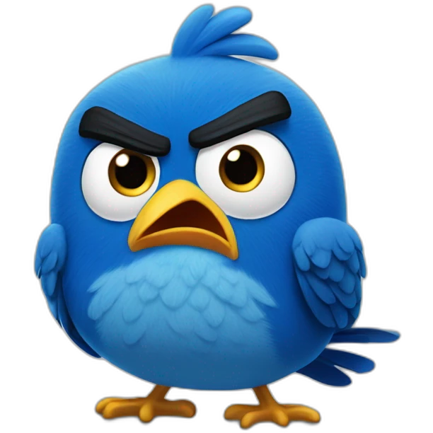 blue angry bird emoji