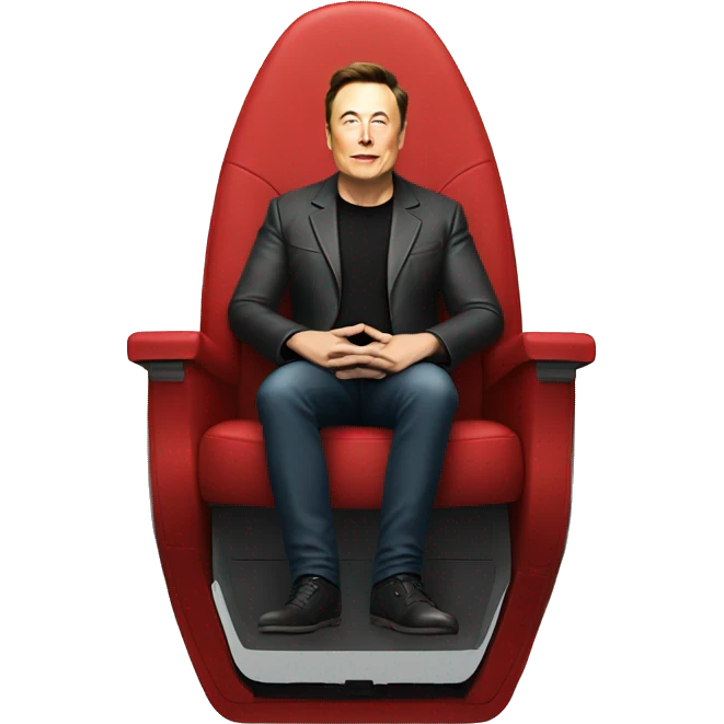 Elon musk  seating on rocket with x logo emoji