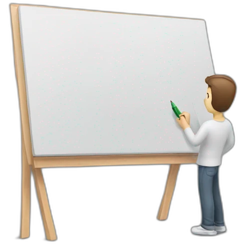 Man writing on a marker board emoji