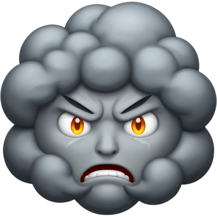 angry Thunderstorm Cloud, face, gray emoji