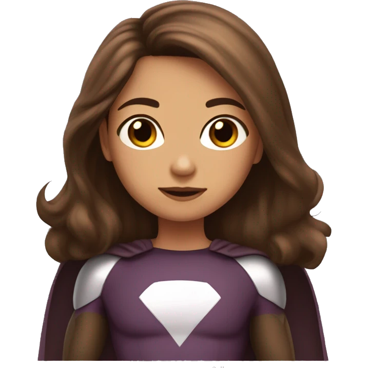 superhero, child, girl, long brown hair, brown eyes, hispanic emoji