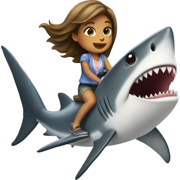 girl riding a shark emoji