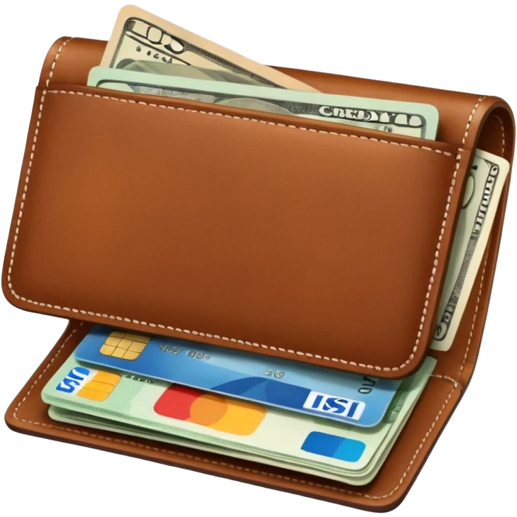 portefeuille marron avec billet et carte bancaire emoji